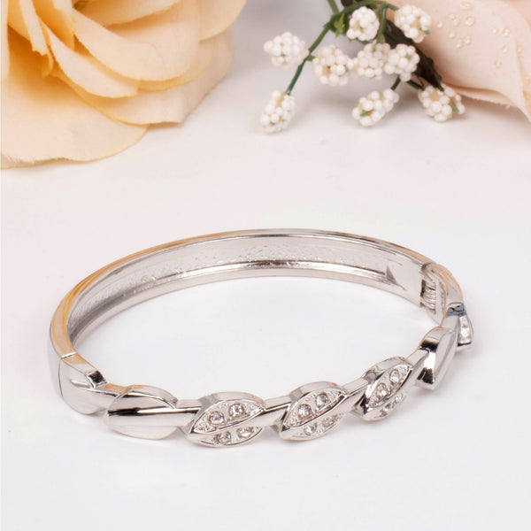 Rhinestone Leaves Fashion Bangle