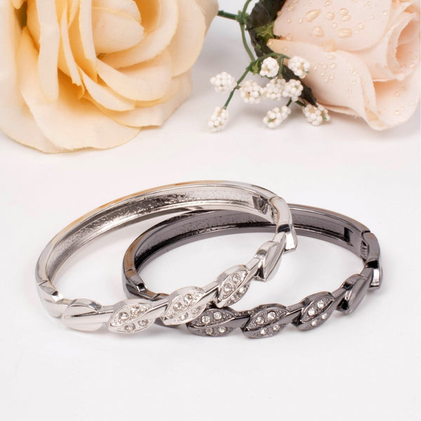 Rhinestone Leaves Fashion Bangle