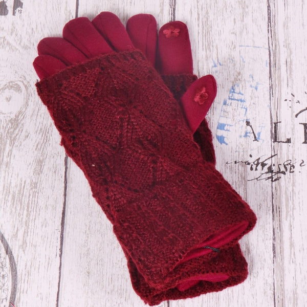 2 Layers Cable Knit Glove