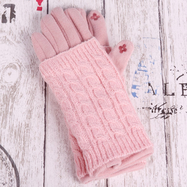 2 Layers Cable Knit Glove