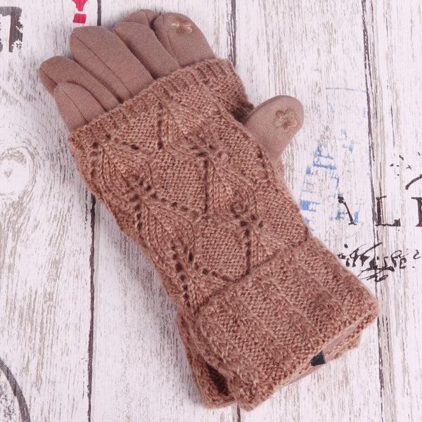 2 Layers Cable Knit Glove