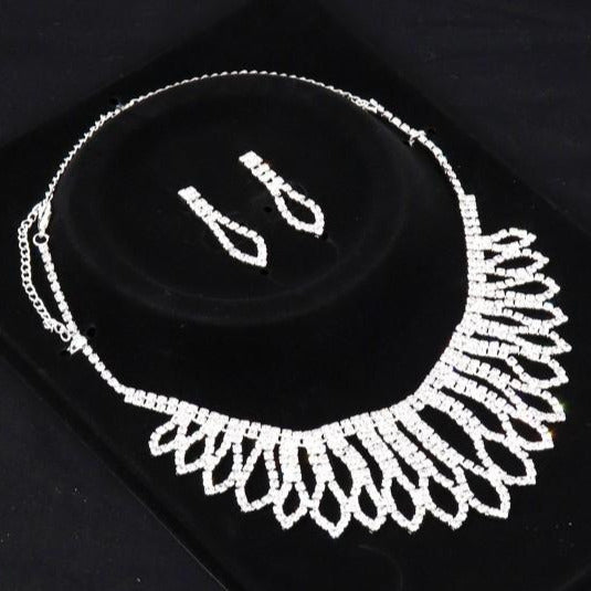 Silver Rhinestone Necklace and Earring  Sets