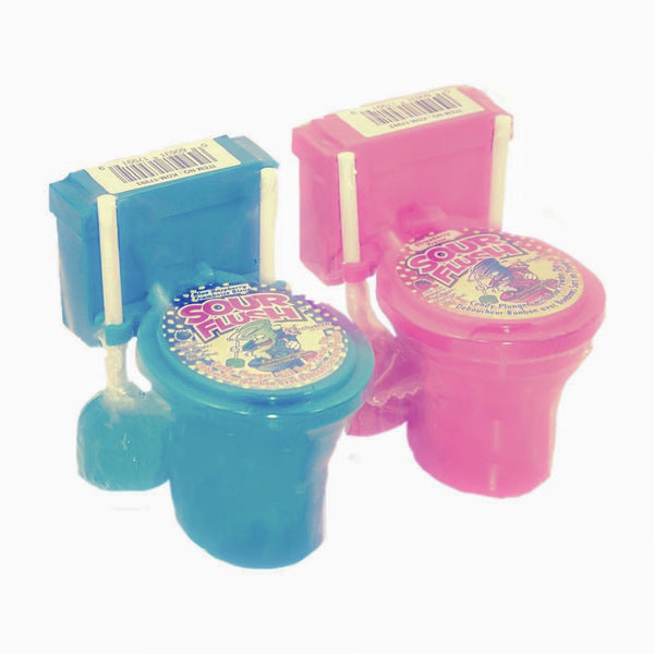 Sour Candy Flush Toilet Blue Pink with lollipop plunger