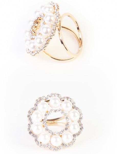 Rhinestone and Pearl Scarf Ring