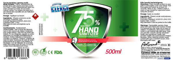 Cleace Hand Sanitizer 75% Alcohol
