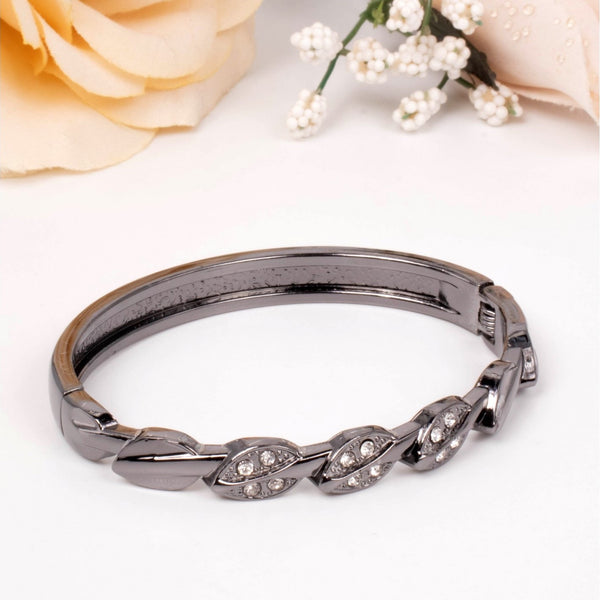 Rhinestone Leaves Fashion Bangle