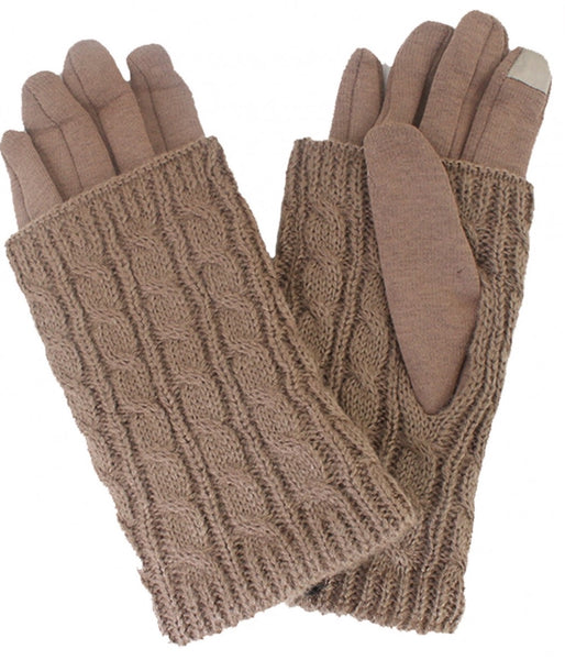 2 Layers Cable Knit Glove