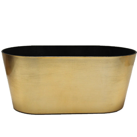 Gold Plastic Oval Planter (10.75x6x4.5”)