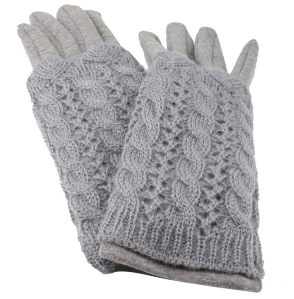 2 Layers Cable Knit Glove