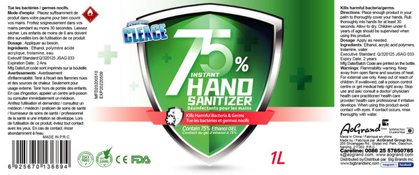 Cleace Hand Sanitizer 75% Alcohol